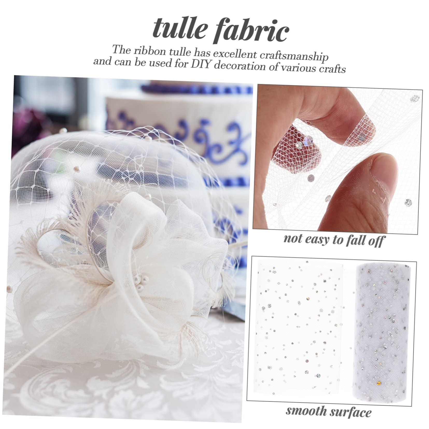 SHINEOFI 5 Rouleaux rouleau de treillis ribbon vsp noel jupe fiesta ruban tissu de tulle exquis mise en page de fête tulle Décoration de fête de mariage Engrener blanche