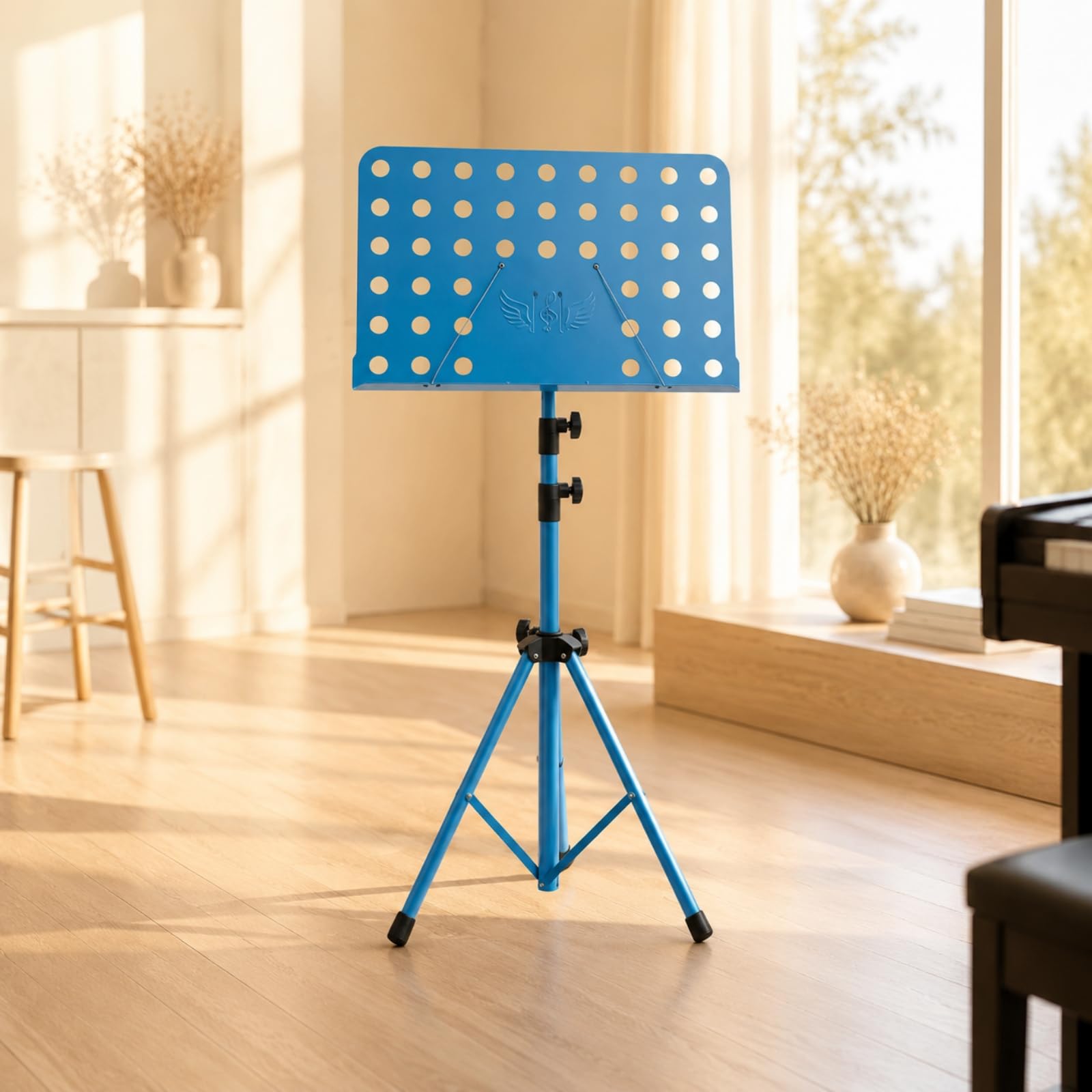 Qianly Escritorio Pliable Trépied Stable Escritorio Musique Pliable Antidérapant Support Partition Réglable En Hauteur pr Répétitions, Bleu Ciel