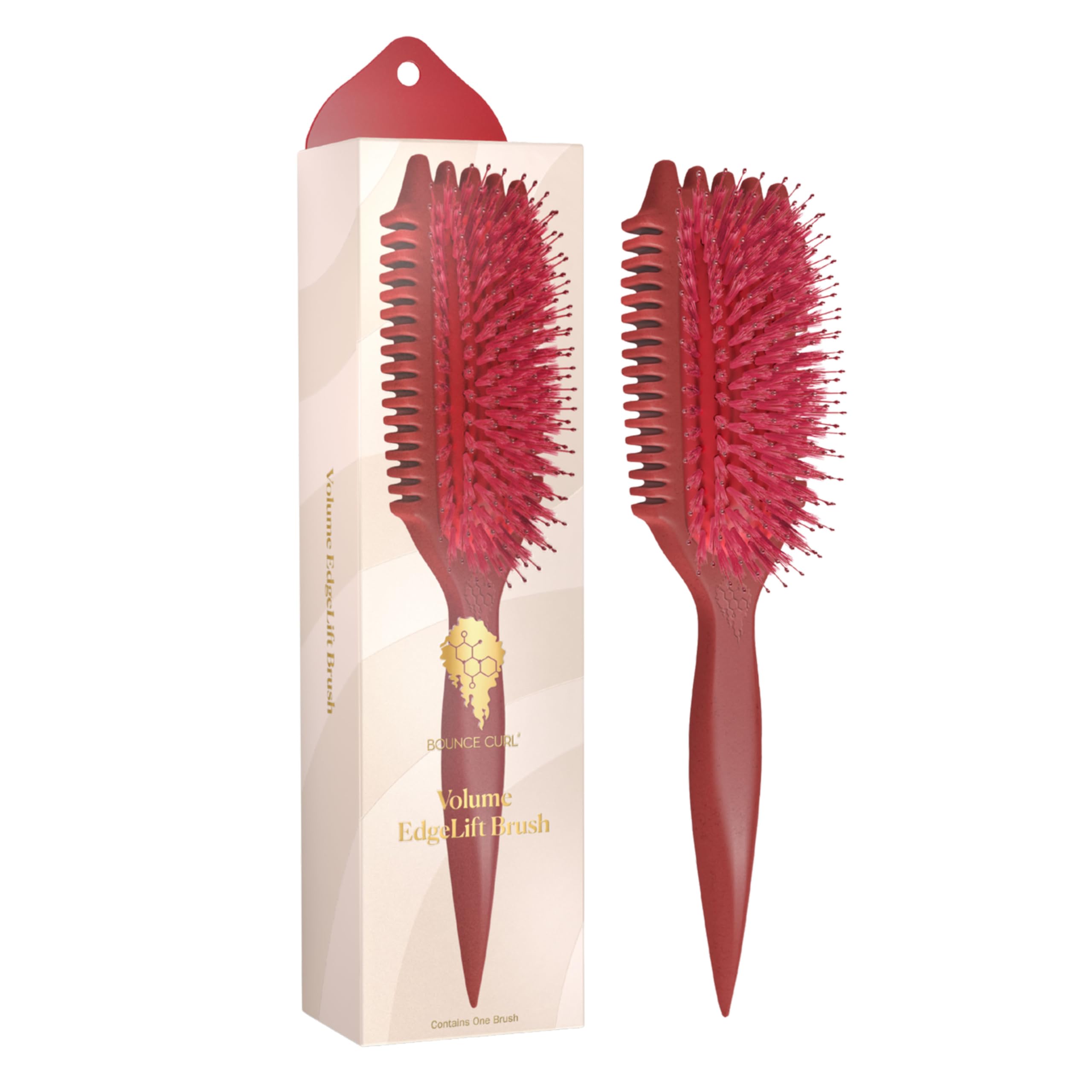 Bounce Curl Volume EdgeLift Brush - Spazzola per capelli ricci per volume e definizione delle radici, rubino
