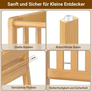 COSYLAND Learning Tower from 1 Year – Montessori Learning Tower for Children – Safe Children's Learning Tower from 2 Years – Stable Toddler Tower Natural Color