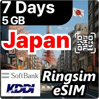 [eSIM] Japan eSIM | 7DAYS 5GB | 5G, 4G/LTE, Tethering, Hotspot | eSIM with Instant Activation in 10 Minutes | KDDI, SoftBank | Tokyo, Osaka, Fukuoka, Sapporo | Travel eSIM by Ringsim
