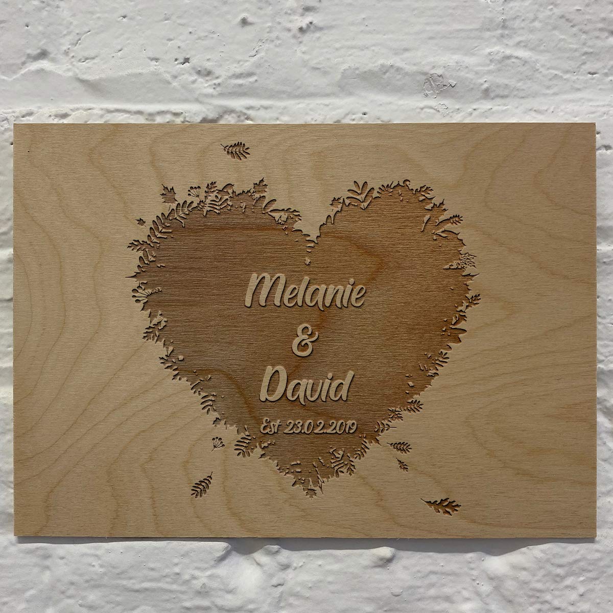 Cutncraft Designs Personalised Wooden Wall Plaque Love Heart Add Name Valentines Anniversary 42x30cm (16.5"x11.7")