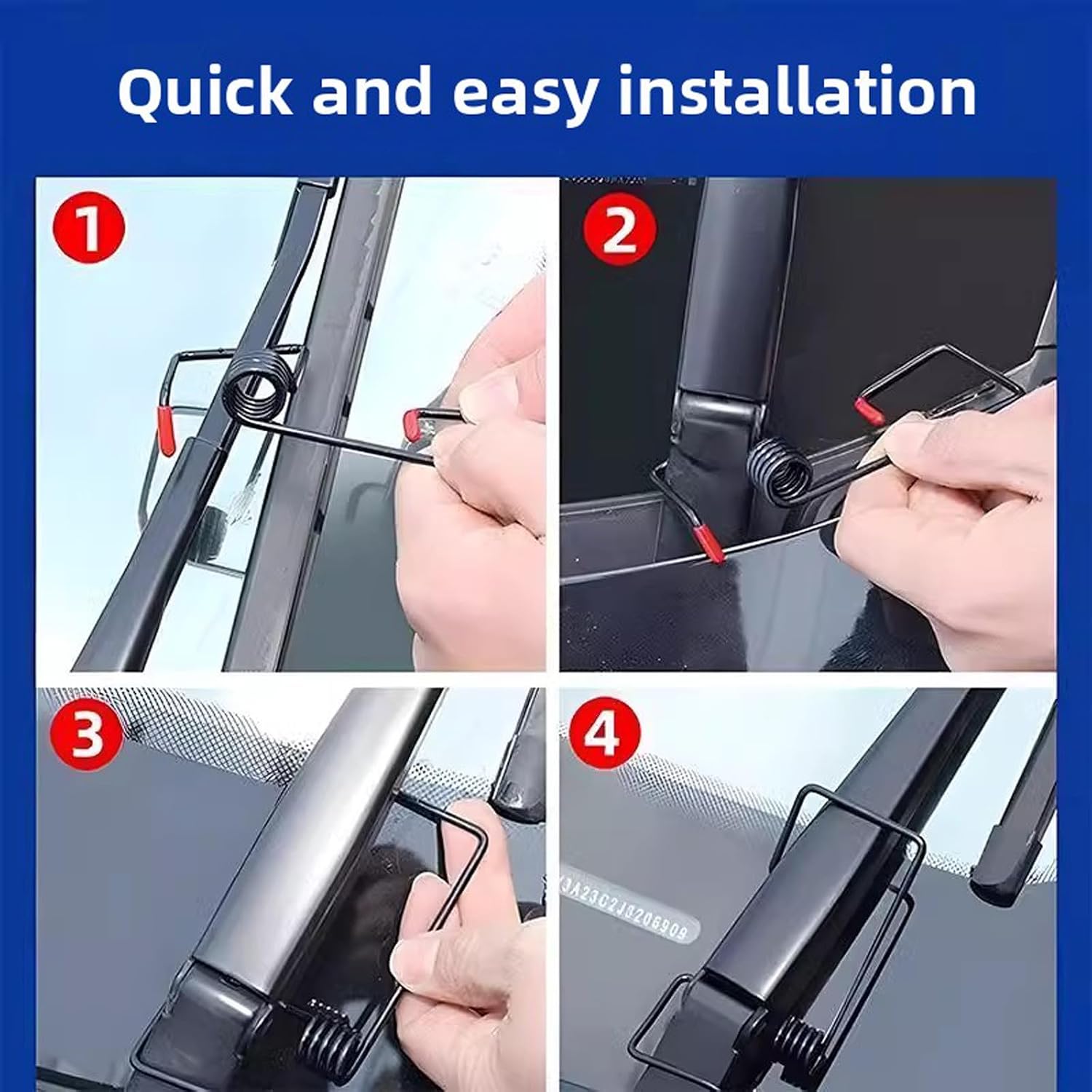 6pcs Windshield Wiper Booster Springs with Silicone Cover | Wiper Arm Pressure Spring Set for Improved Visibility in Rain/Snow | Car Accessories for Windshield Wiper Arm Puller