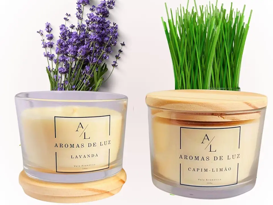 Kit 2 Velas Aromáticas Lavanda E Capim Limão 100gr Aromas de Luz