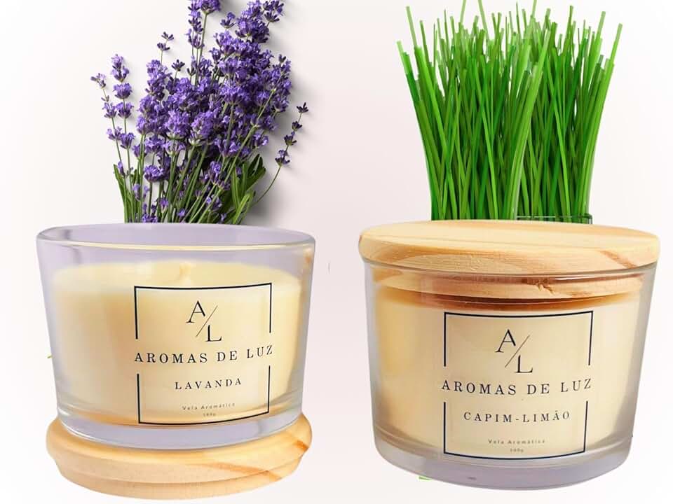 Kit 2 Velas Aromáticas Lavanda E Capim Limão 100gr Aromas de Luz