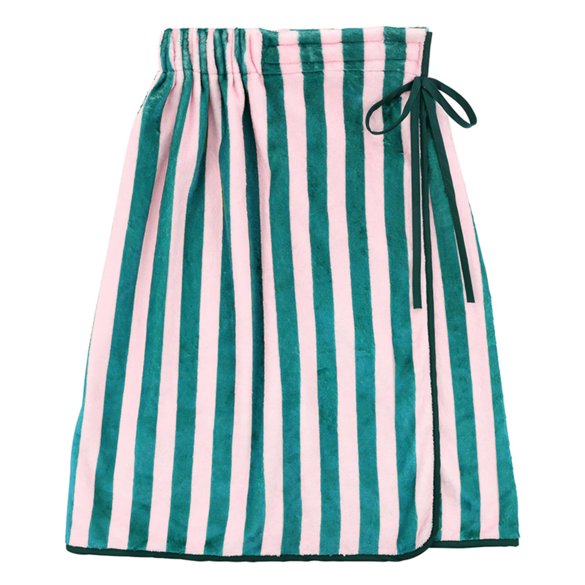 Bella Sleep + Spa Women's Ultra Soft Plush Luxury Spa Shower Bath Wrap with Adjustable Closure, One Size, Pink/Green Stripes