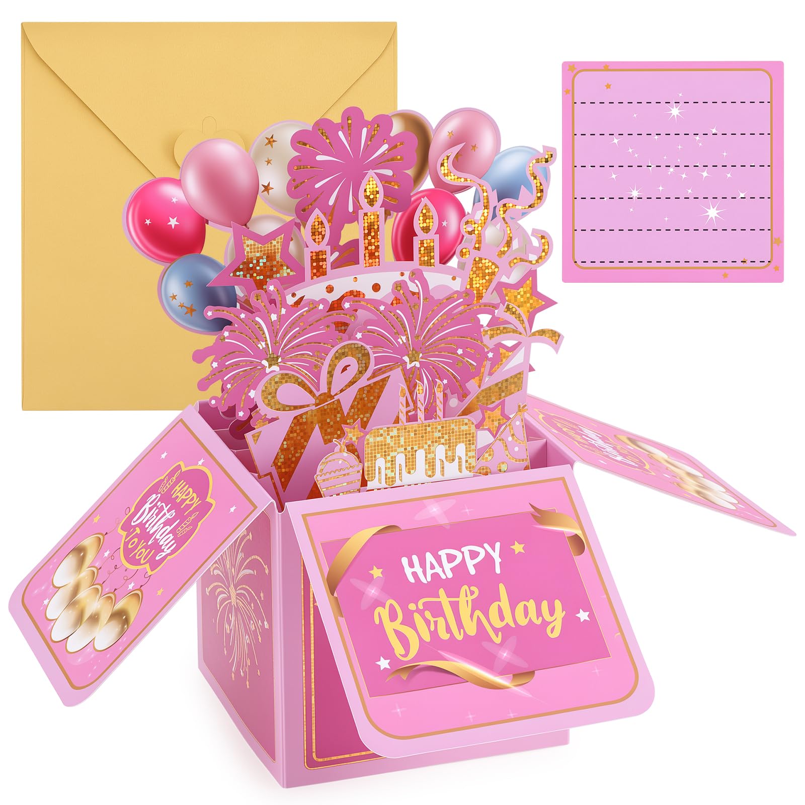 Birthday Card, 3D Pop Up Box Happy Birthday Cards Gift Box with Envelope