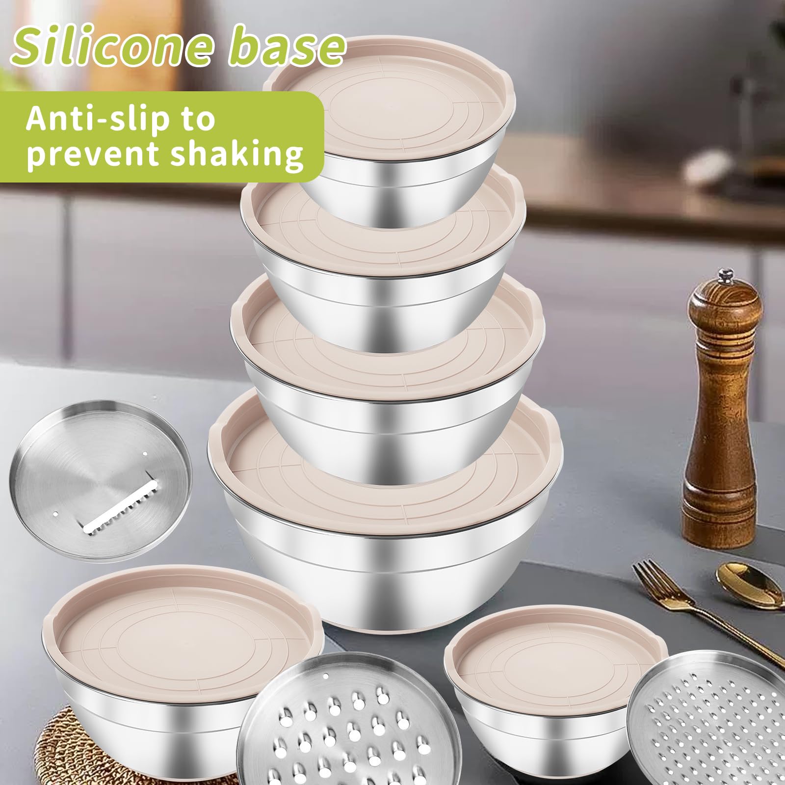YlYADl Set da 31 Pezzi Ciotole in Acciaio Inossidabile Con Coperchi, Insalatiera, Ciotole Cucina Impilabili