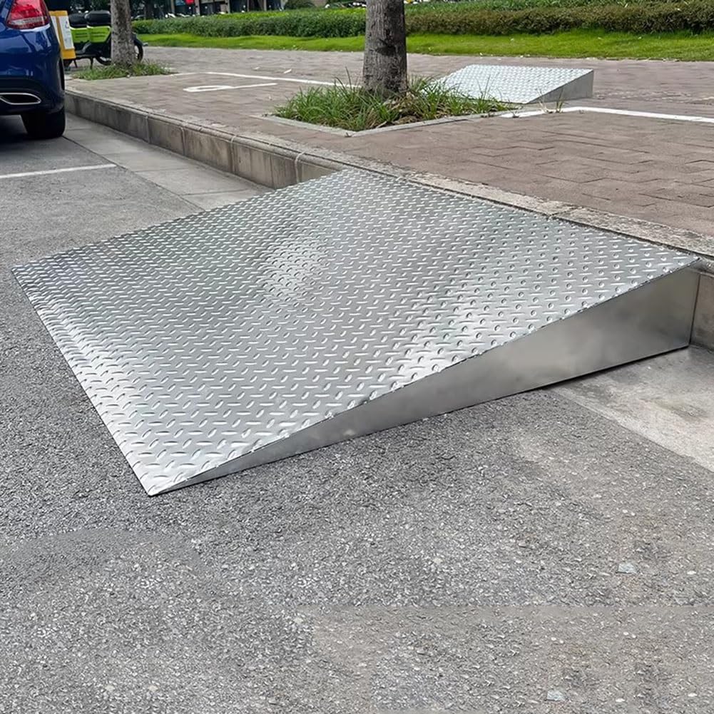 10 cm Podjazdowe Rampa Krawężnikowa Stali Nierdzewnej, Antypoślizgowa Rampy Załadunkowe Udźwigu 10 t do Skuter Wózki Inwalidzkie Samochody