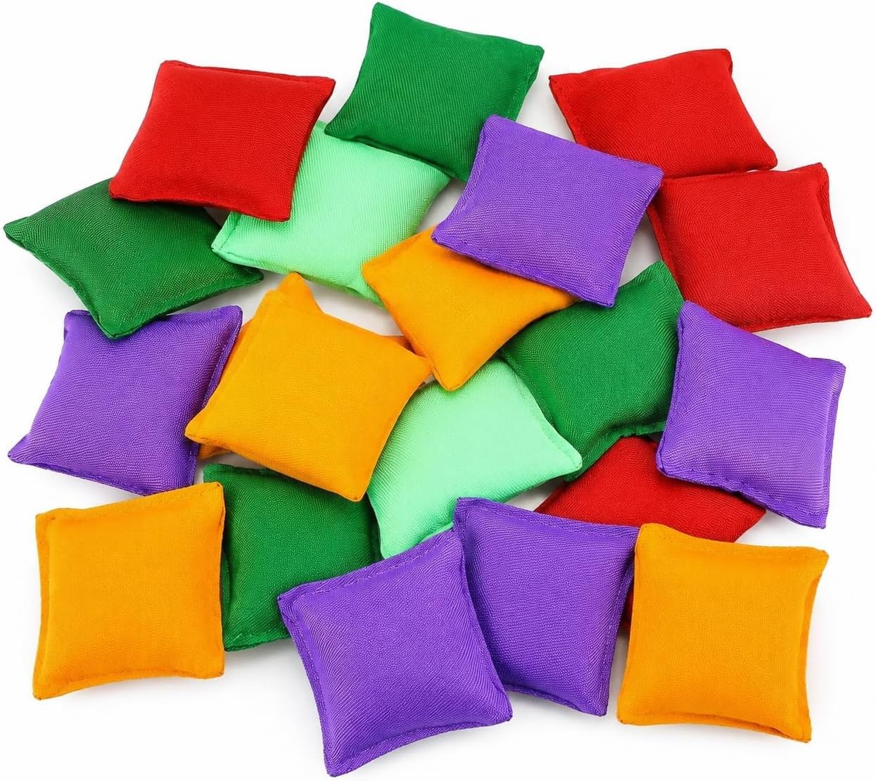 Small Colorful Nylon Bean Bags for Hand Toss Games - Durable Kids & Outdoor Cornhole Bean Bags, Tossing Bags for Classroom, Backyard, and Family Activities (2in-20 Pcs)