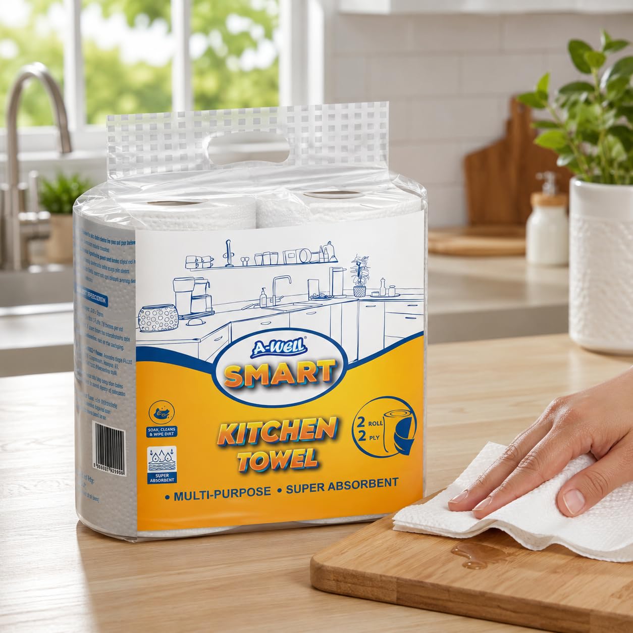 Kitchen Towel Roll | 2 Ply Super Absorbent Paper Towels | 2 Rolls Pack | Strong & Durable Tissue Roll for Kitchen Cleaning, Oil Absorption & Multipurpose Household Use-image-30