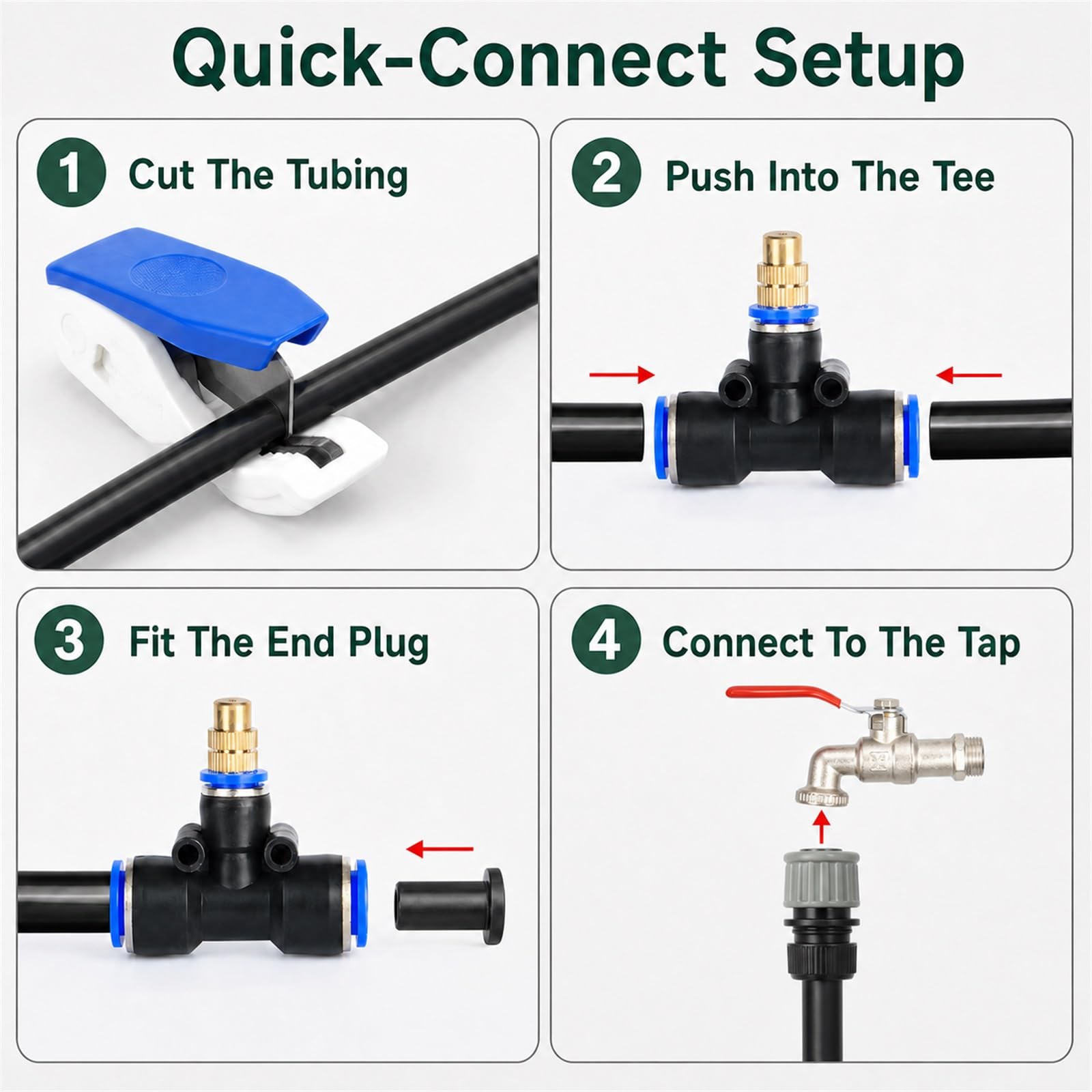 Impianto Irrigazione Giardino,Kit Nebulizzatore Giardino,Nebulizzatore per Terrazza Esterno,Leak-Proof And Rust-Proof,Close Fit,Suitable for Patios And Potted Plants