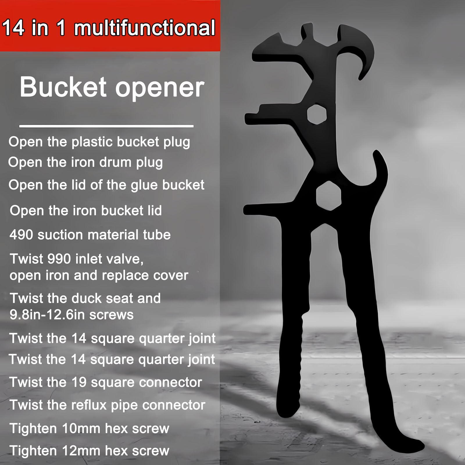 Heavy Duty Bucket Opener - 14-in-1 Lid Remover -5
