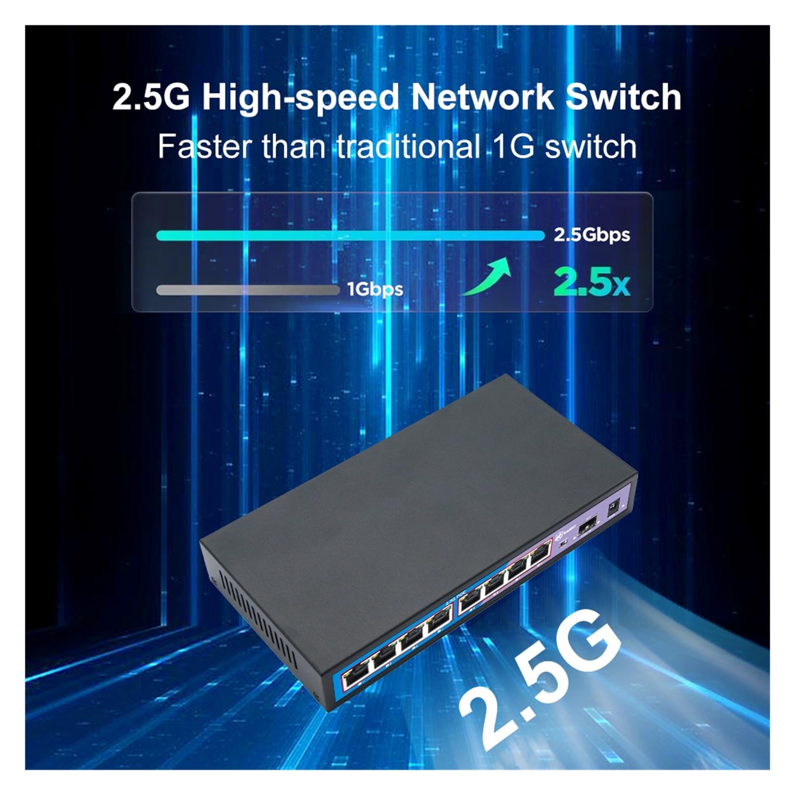 Switch Ethernet PoE 2.5G di rete a 4 porte e 8,Flessibile(8 POE)
