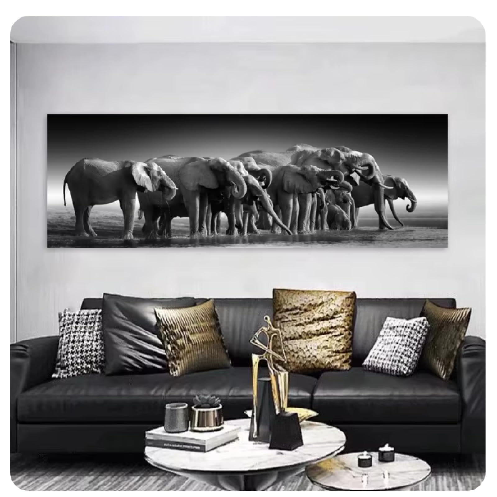 Toile éléphant 30 x 90 cm sans cadre impression haute définition - 5