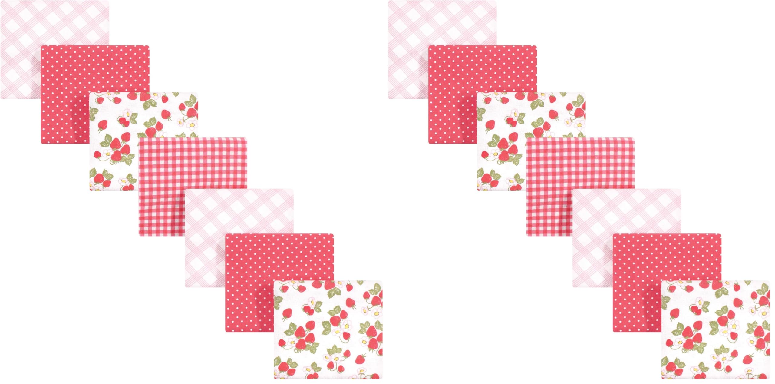 Hudson Baby Unisex Baby Cotton Flannel Receiving Blankets Bundle, Strawberries, One Size (Pack of 2)