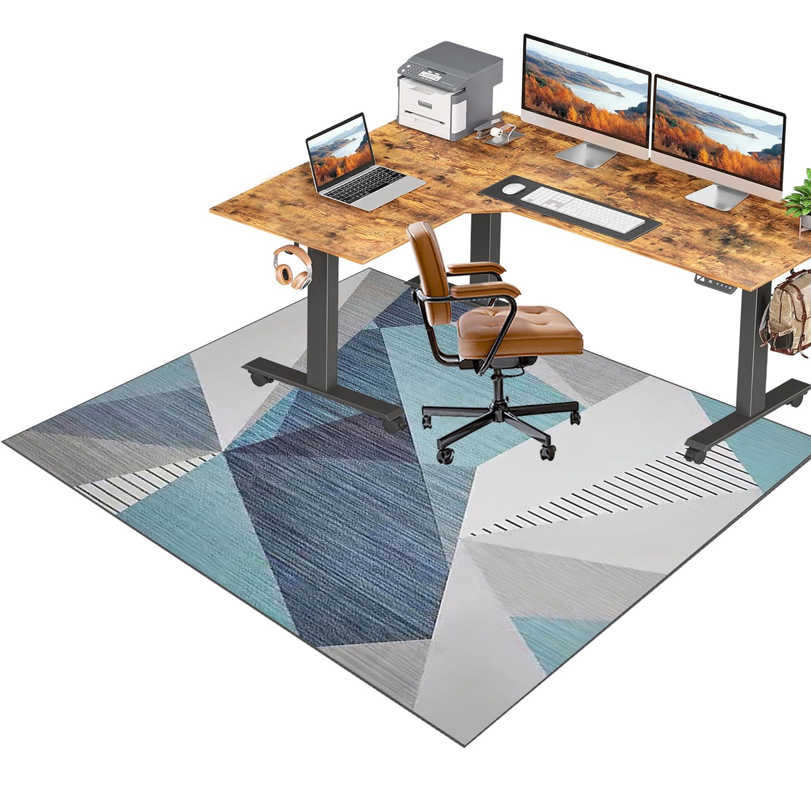 RxiBeFuw Office Chair Mat for Hard Floor 180 x 230 cm, Gaming Chair Mat, Low Pile Desk Chair Mat, Non Slip Carpet Protector Chair Mat for Office, Multi-Purpose Floor Protector for Rolling Chair