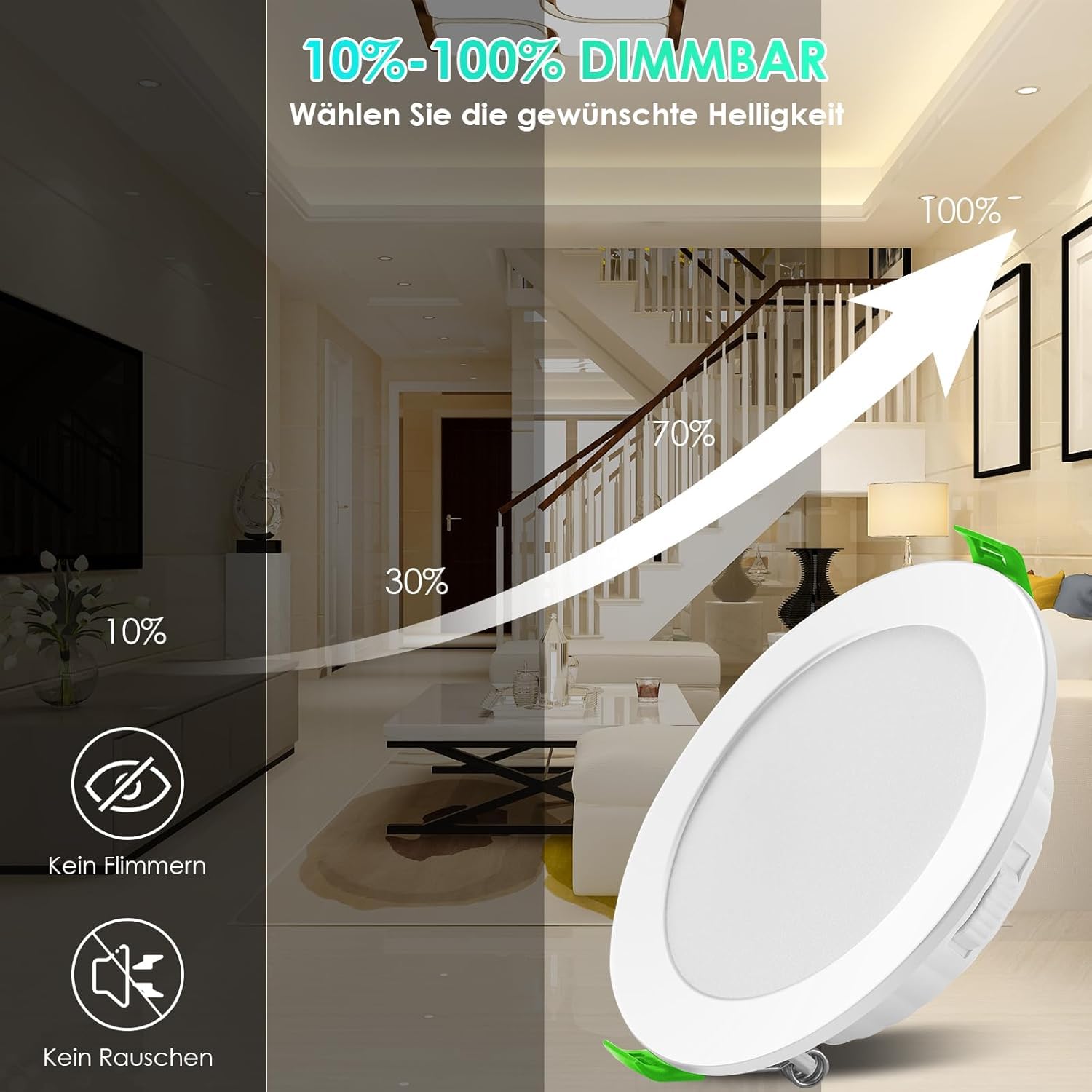 LED Einbaustrahler 230V Dimmbar, 7W 12er Set Einbauleuchten Deckenspots Deckenstrahler Lochöffnung Ø 85-100 mm, IP44 Ultra Flach LED Spots für Badezimmer Wohnzimmer
