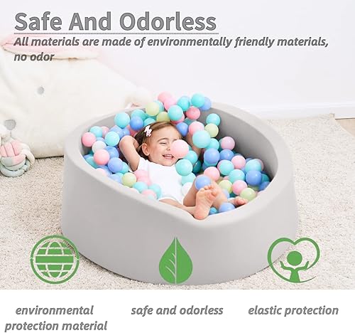 Miniatura 8 de Piscina de bolas de espuma para niños pequeños, 35 pulgadas, suave, redonda y fácil de instalar o limpiar, la piscina de pelotas para bebés es el