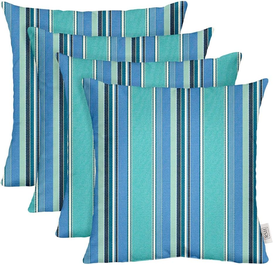 Sunbrella Square Throw Pillows Set of 4 | 24" x 24" | Water and Fade-Resistant Performance Fabric | Outdoor Pillow Covers with Down-Alternative Inserts | Dolce Oasis