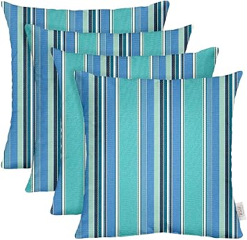 Sunbrella Square Throw Pillows Set of 4 | 24" x 24" | Water and Fade-Resistant Performance Fabric | Outdoor Pillow Covers with Down-Alternative Inserts | Dolce Oasis
