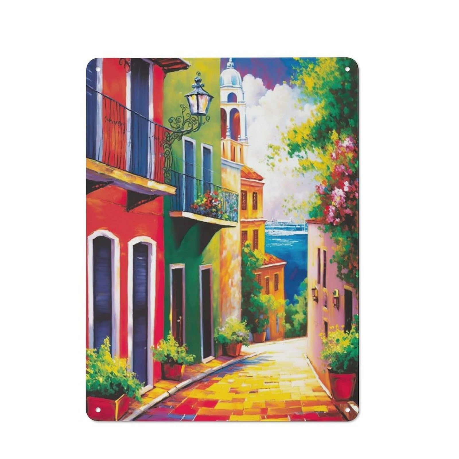 Junmoney Puerto Rico Retro Tin Sign 40X30cm For Workshop Wall, For Home Interiors And Metal Sign Collectors