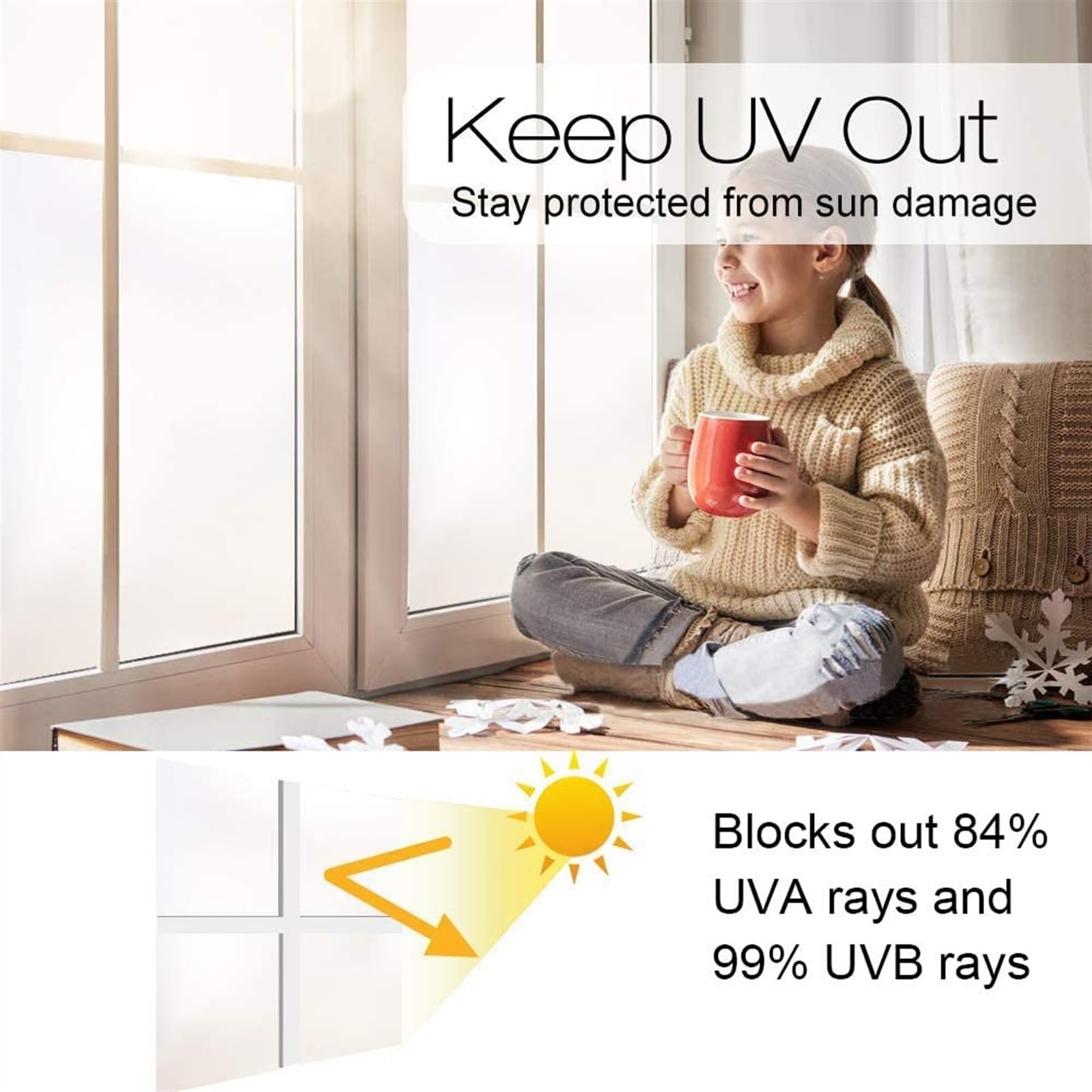 Sichtschutz-Fensterfolie Mattweiße Anti-UV-Fenster-Sichtschutzfolie, Milchglasabdeckung, undurchsichtige, statisch haftende Glasfolie, Wärmeregulierung, Türaufkleber, Dekor Buntglas-Fensterfolie ( Col