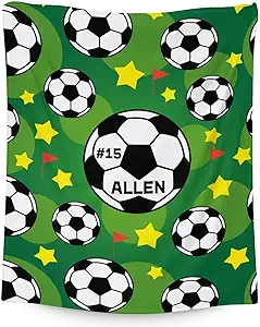 Mercuryelf Custom Soccer Blanket Gifts, 60"x80" Personalized Football Throw Blanket for Boys Mens, Cozy Lightweight Fleece Plush for Sofa Bed Room Decor