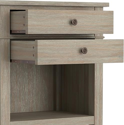 Miniatura 9 de SIMPLIHOME Carlton - Mesita de noche de madera maciza de 24 pulgadas de ancho en gris envejecido, mesa auxiliar o auxiliar de transición para