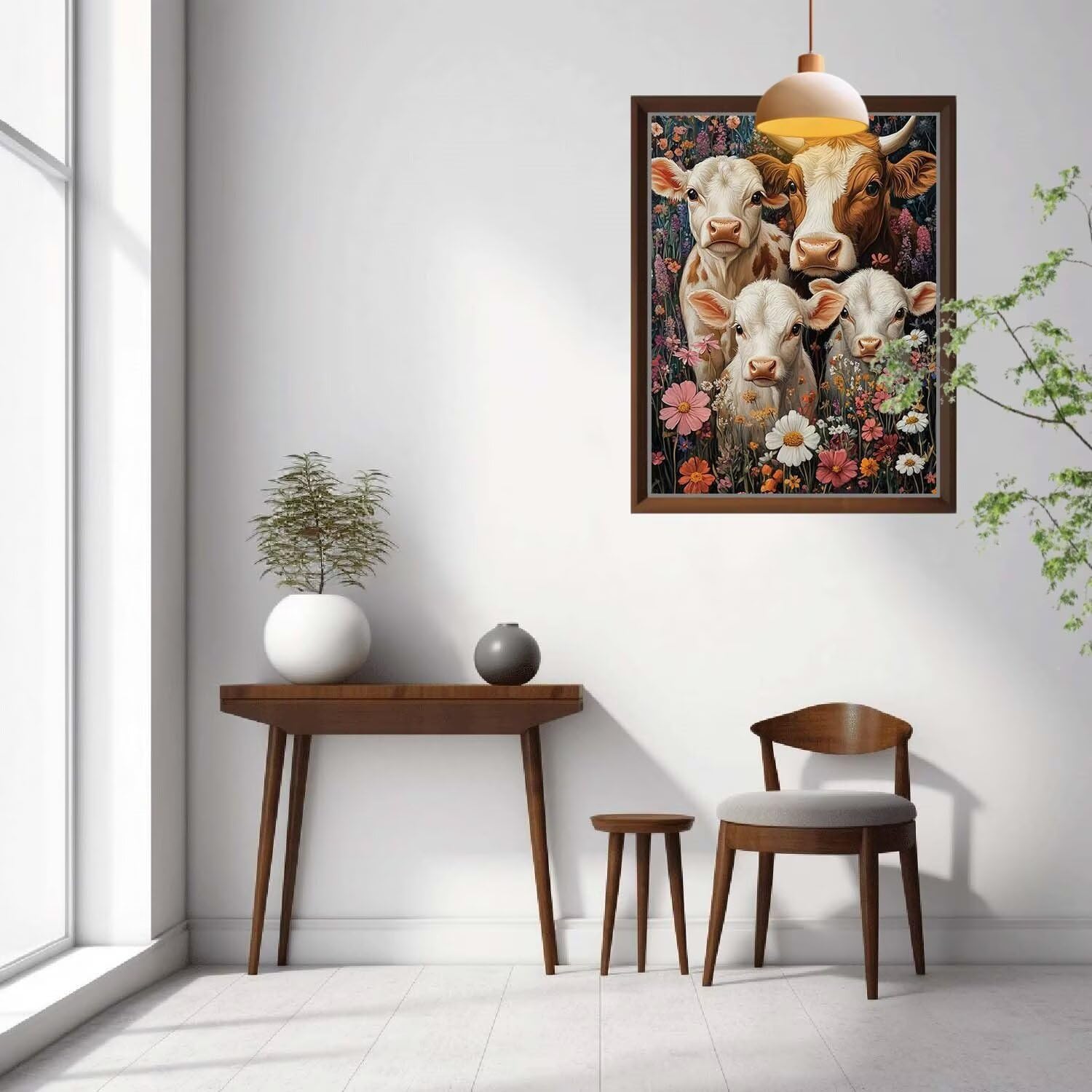 Mucca,Animale Kit per Dipingere con i Numeri,Fai da Te Quadri da Dipingere Numerati per Hobby Creativi Adulti,Kit di Pittura a Olio su Tela Principianti e Bambini per Decora la Casa 80x107cm 54N-7857