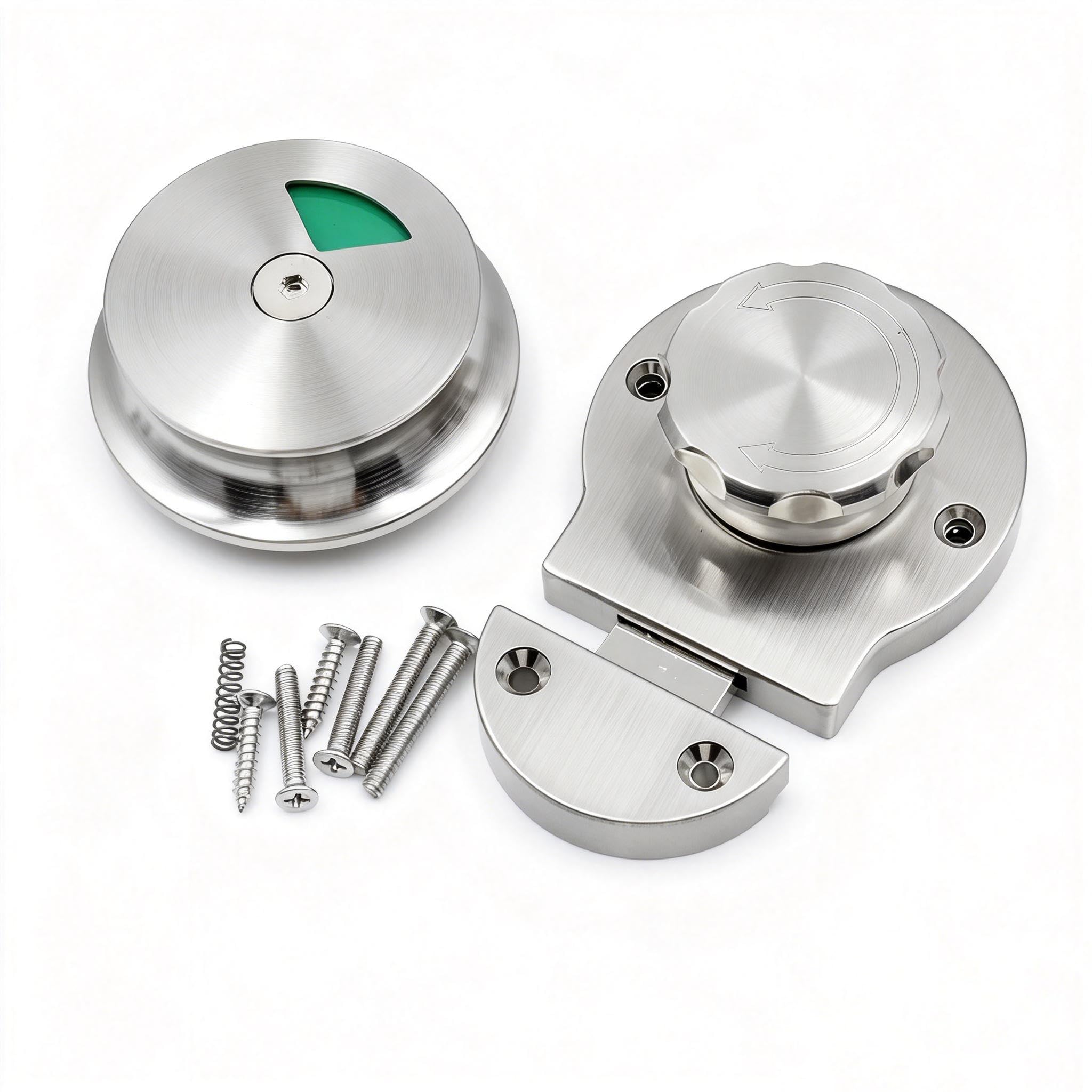 Stainless Steel Toilet Cubicle Lock, Keyless Rotating Privacy Latch with Visual Indicator, for Bathroom Stall, Office Cubicle, Changing Room, silvy