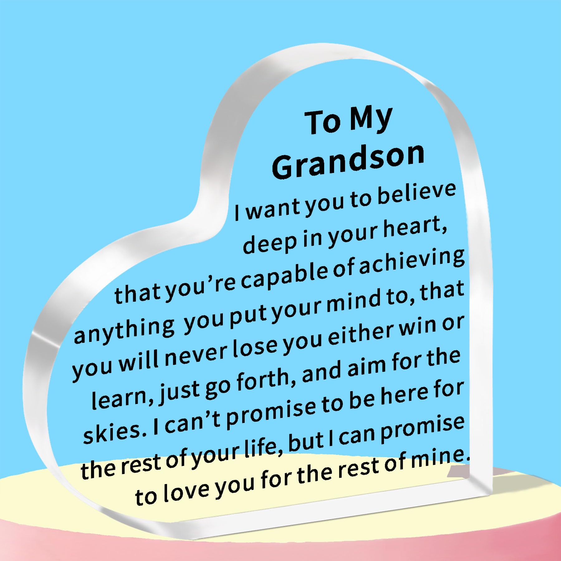 WTOPP Grandson Inspirational Acrylic Plaque - Graduation & Birthday Gifts For Grandson