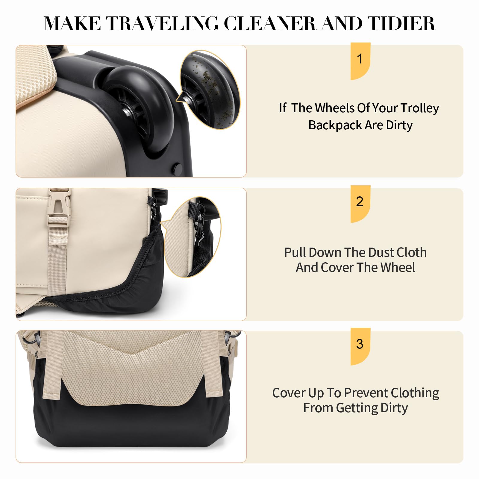 Sac À Dos De Voyage Et Ordinateur 17 Pouces, Imperméable 26L, Sac Cabine Avion Pour Homme Et Femme, Idéal Travail Université Weekend,Abricot