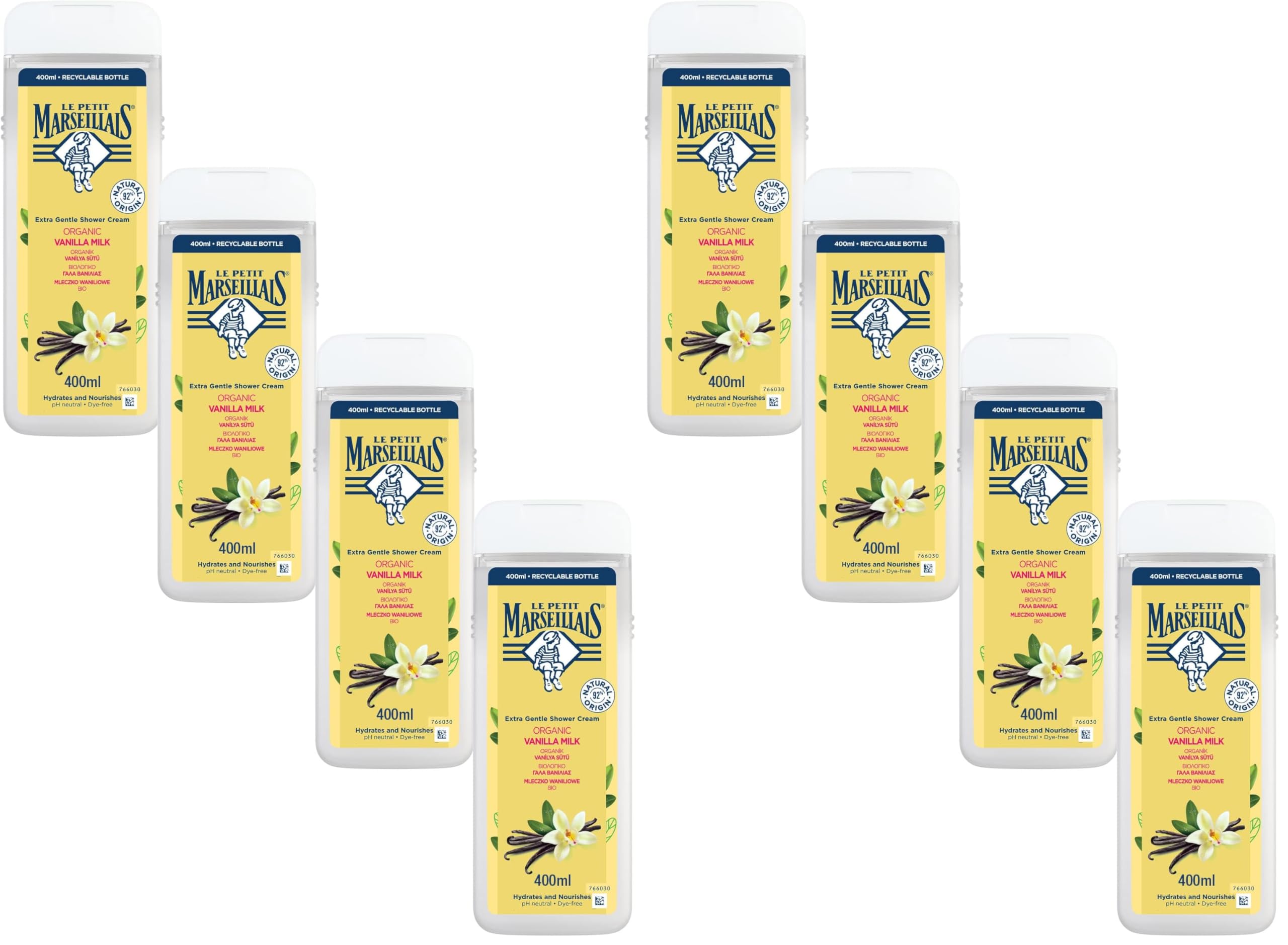 Le Petit Marseillais Vanilya Sütü Duş Jeli (4 x 400 ml) (2 paketi)
