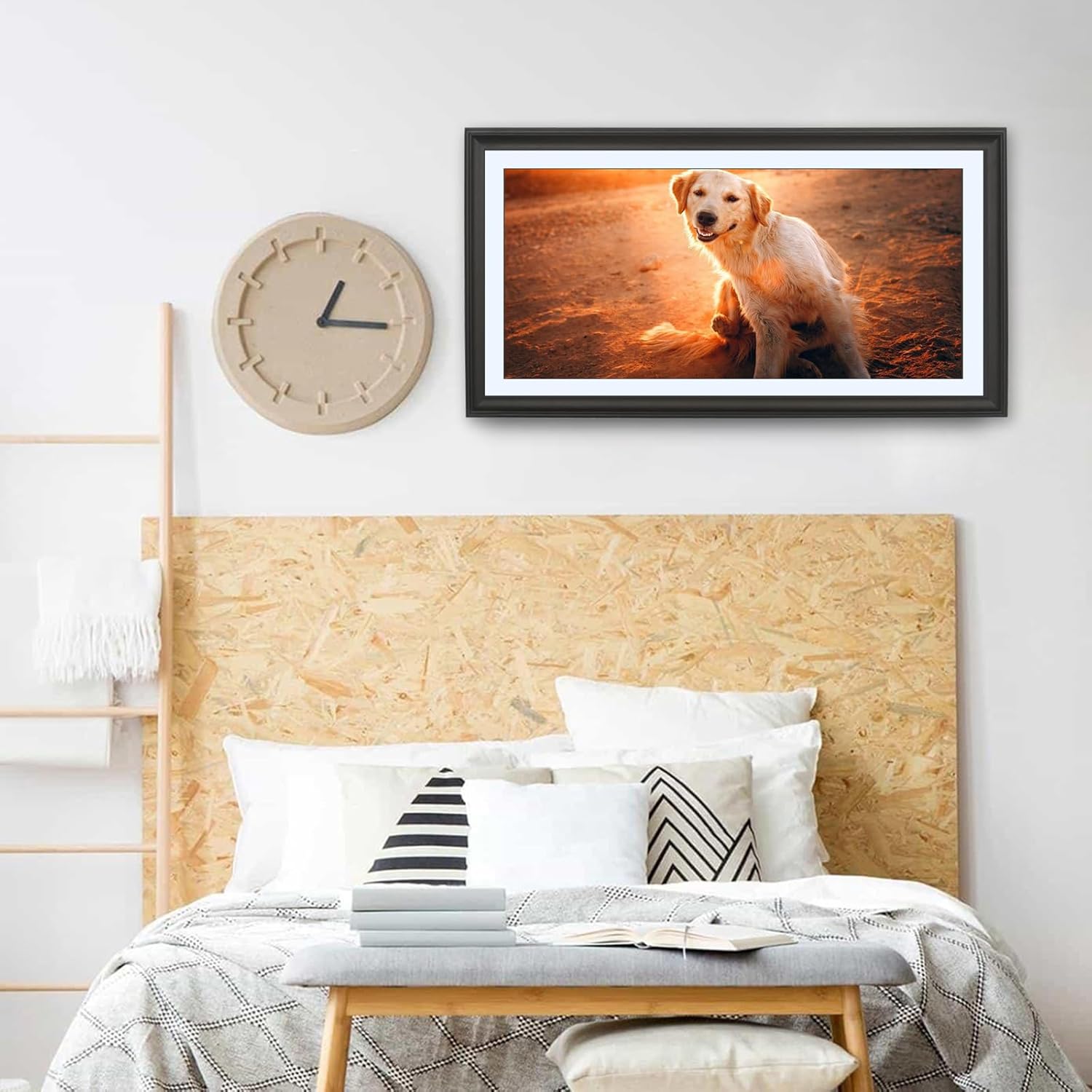 LTYHHK 12x24 Panoramic Picture Frames Solid Wood with 10x22 White Mat, Displays 10x22 with Mat or 12x24 without Mat, 10x22Poster Frame 12x24Photo Frames Black (L23B1224W1022)