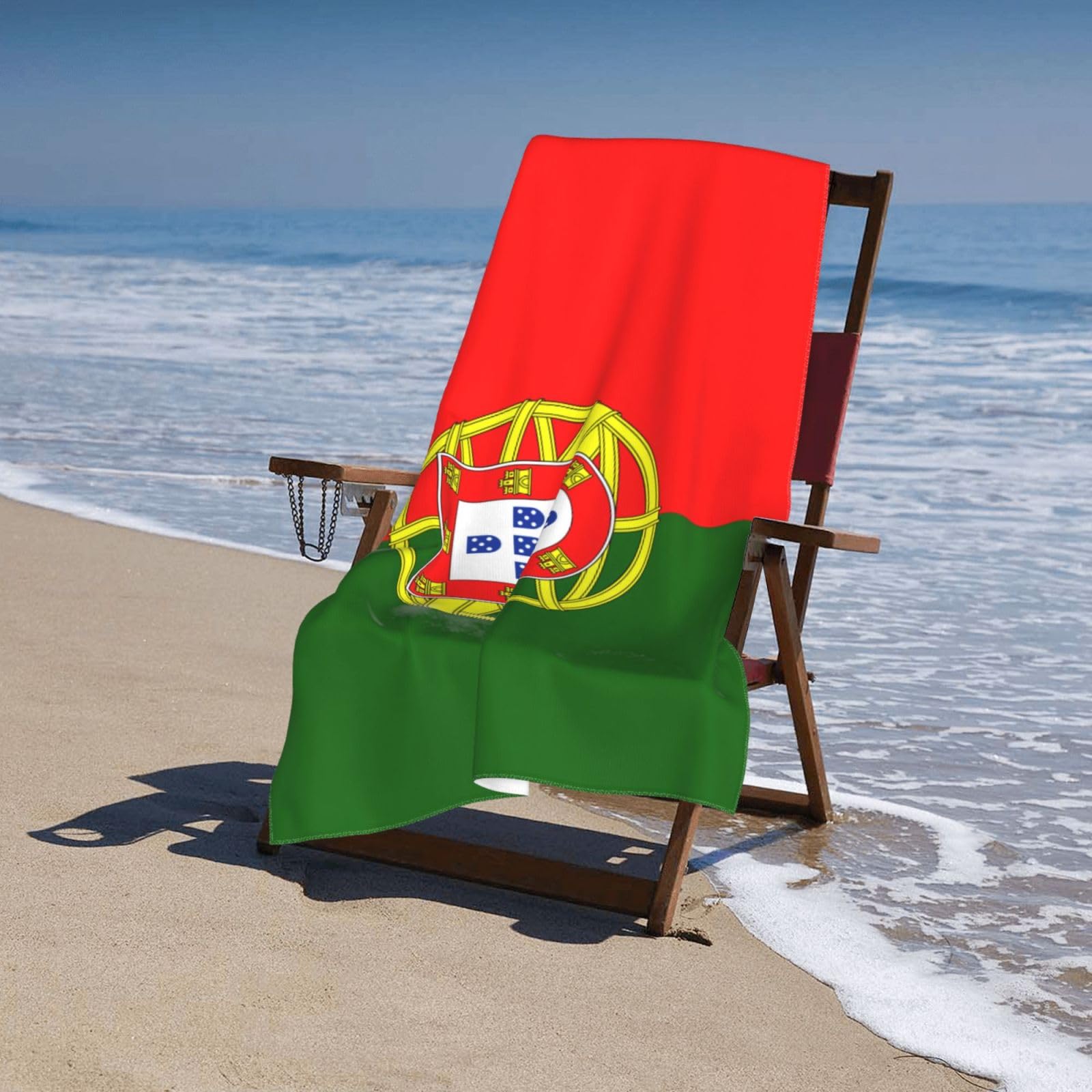 Portugalska flaga nadruk dorośli ponadwymiarowe ręczniki kąpielowe plażowe szybkoschnące miękkie lekkie prezent podróżny