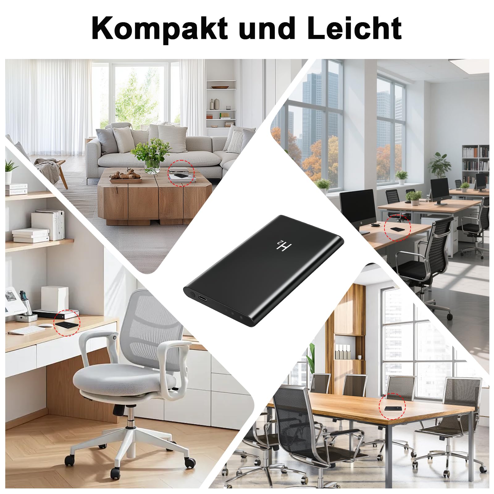 Mini-Videokamera, 2-in-1-Minikamera mit 5000-mAh-Powerbank