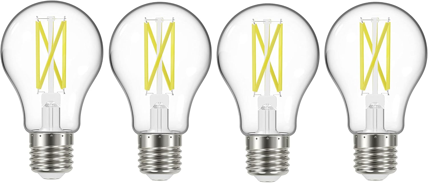 Satco S12436 A19 LED 4-Bulb Value Pack, 75W Replacement, 2700K, Clear, Pack of 4