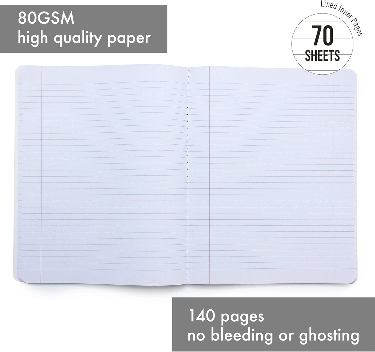 Pukka Pad, Composition Notebooks - 6 Pack of Journals Featuring 140 Pages of College Ruled 80GSM Paper with Sturdy Cover Stock - 9.75 x 7.5in - Metallic