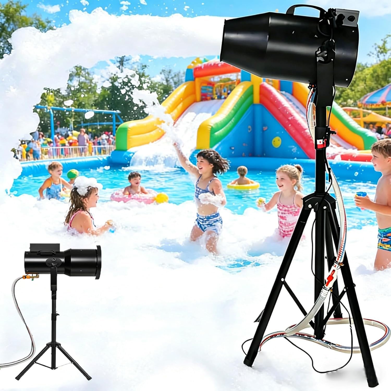 Ljlxanthiper Multicolor Stage Large Foam Machine,Foam Machine For Party,1000W Party Shaking Head Jet Bubble Machine,Romantic Foam Maker,With A Tripod Stand,For Outdoor Parties Water Park Pool Party