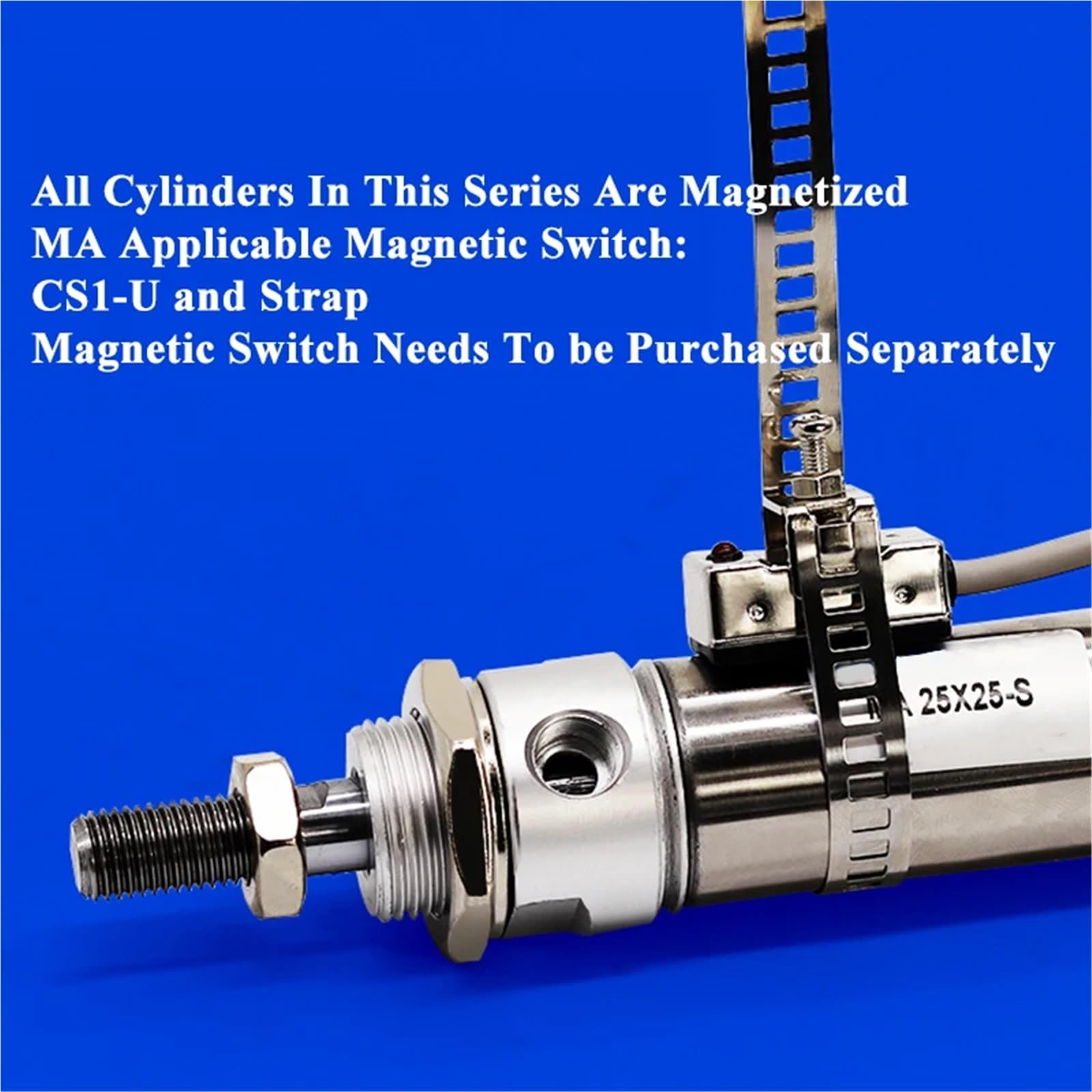 Cilindro neumático Mini de Doble Efecto de Acero Inoxidable de Extremo Redondo MA16/20-25 x 50 x 75 x 100 x 125 x 150 x 200S-U (1 Unidad)(Stroke 100mm,MA16 (Bore 16mm))