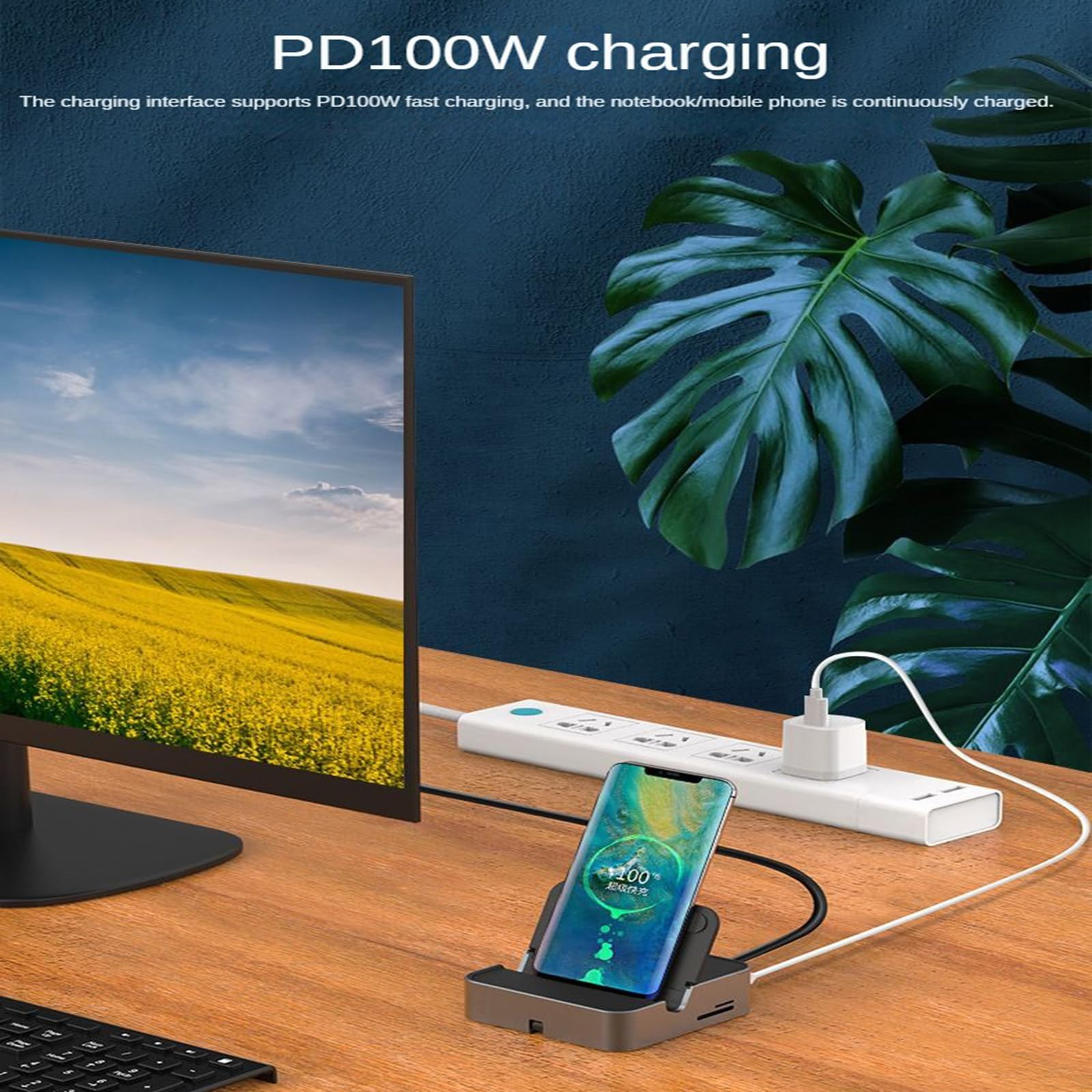 Pionowa stacja dokująca typu C Podstawa ładująca Kabel USB C na Hdmi Konwerter 4K Hd Port sieciowy Adapter 4K