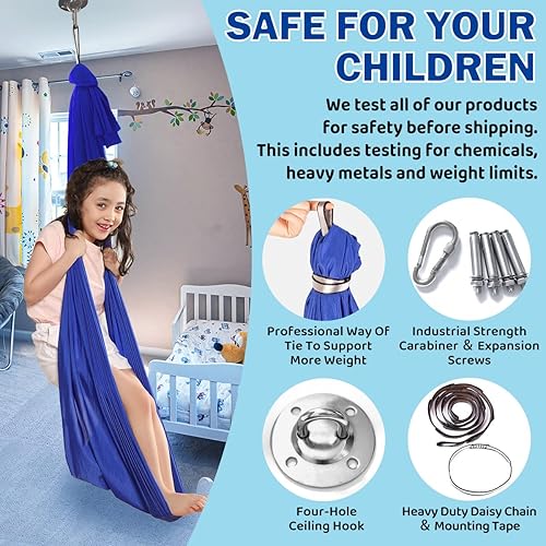 Miniatura 5 de Dikuyeel Columpio sensorial para niños en interiores, con necesidades especiales, columpio interior para TDAH, autismo, terapia sensorial con
