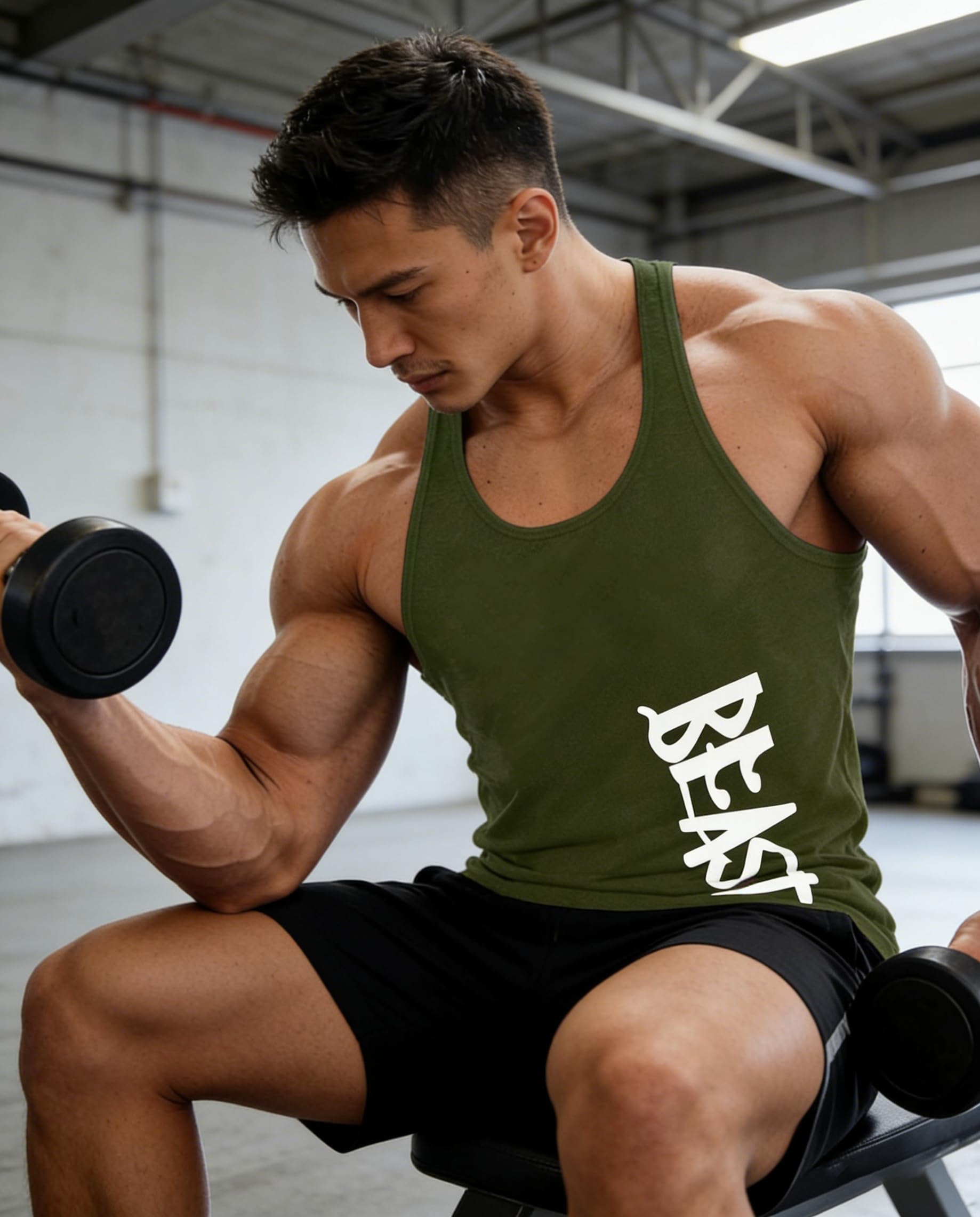 Canotta da Uomo Beast Gym Stringer Shirt Cotone..