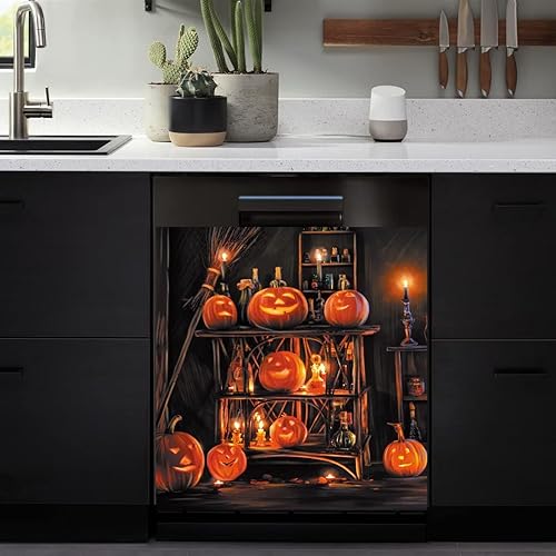 Funda magnética de calavera para lavavajillas, divertida decoración de flores magnéticas para puerta de refrigerador, calcomanía de panel de