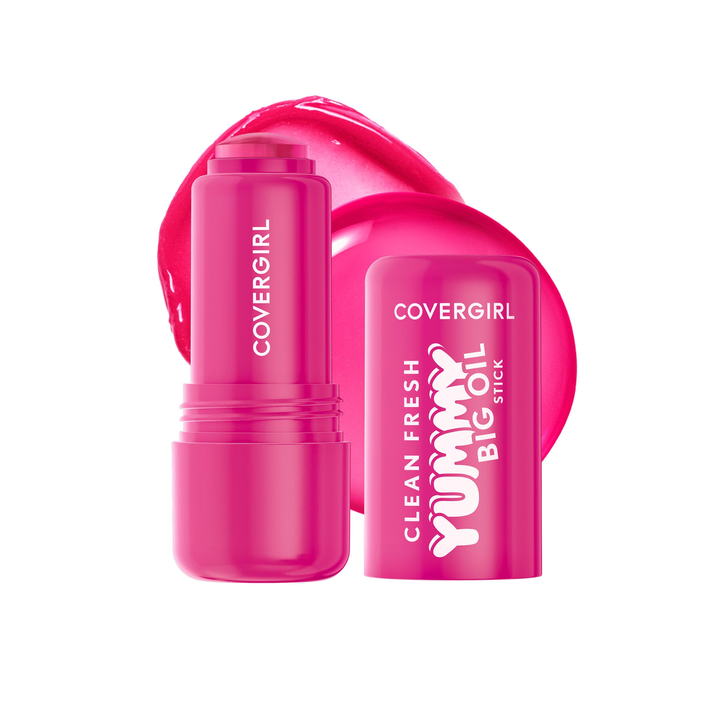 COVERGIRL Clean Fresh Yummy Big Oil Stick, Flavored Lip Oil, Dewy Finish, Non-Greasy - 110 Juiced In Time (Sheer Cool Pink Fuchsia) 110 Juiced In Time 0.28 Ounce (Pack of 1)