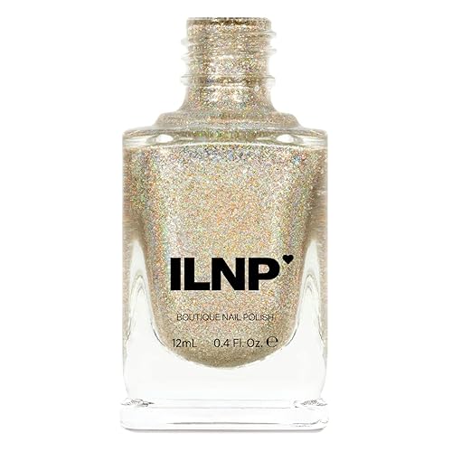 ILNP Fame - Esmalte de uñas holográfico color plata y oro