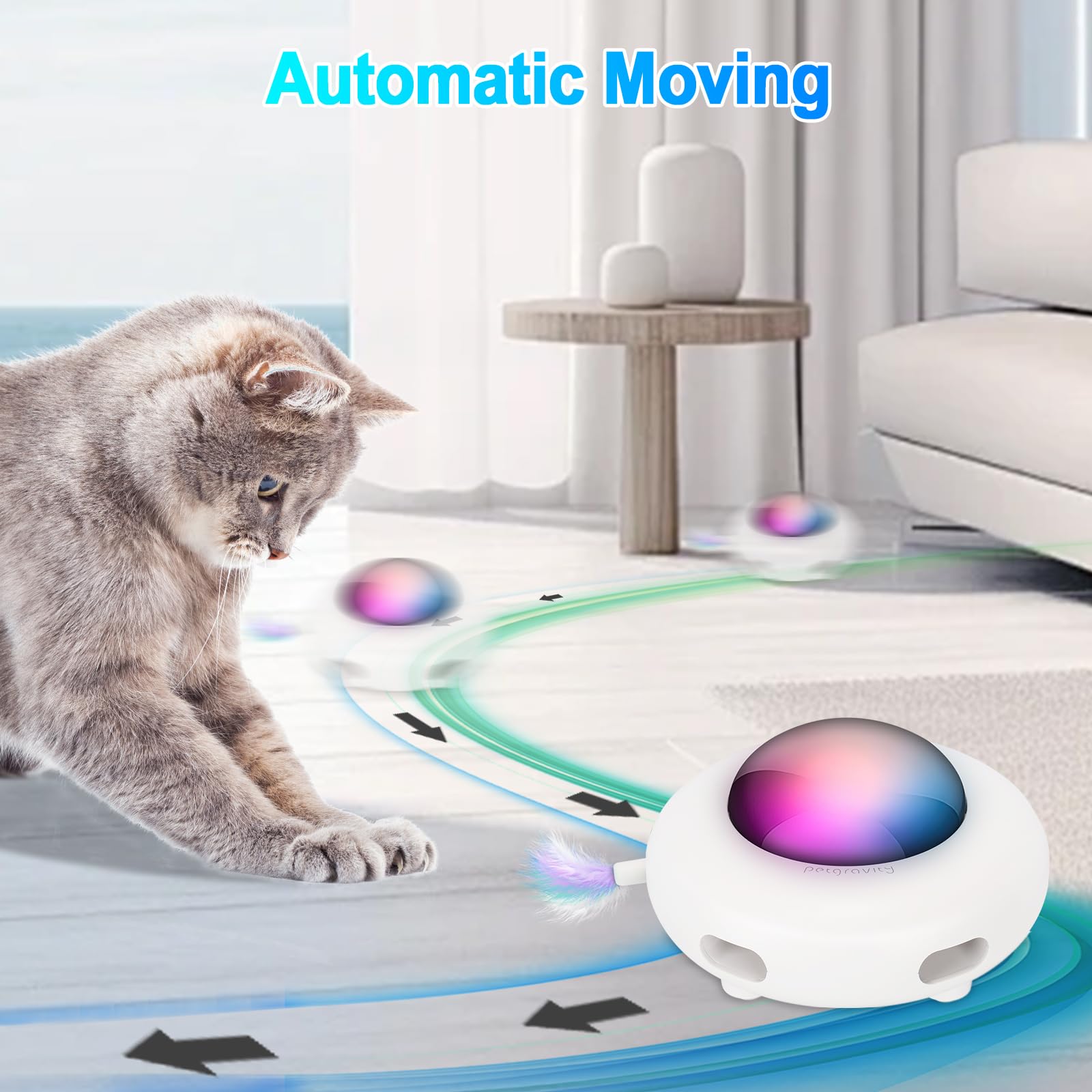 Wakects Interactief Kattenspoor Met Ballen en Veerstang - 4 Niveaus Kattenspeelgoed Voor Katten (A