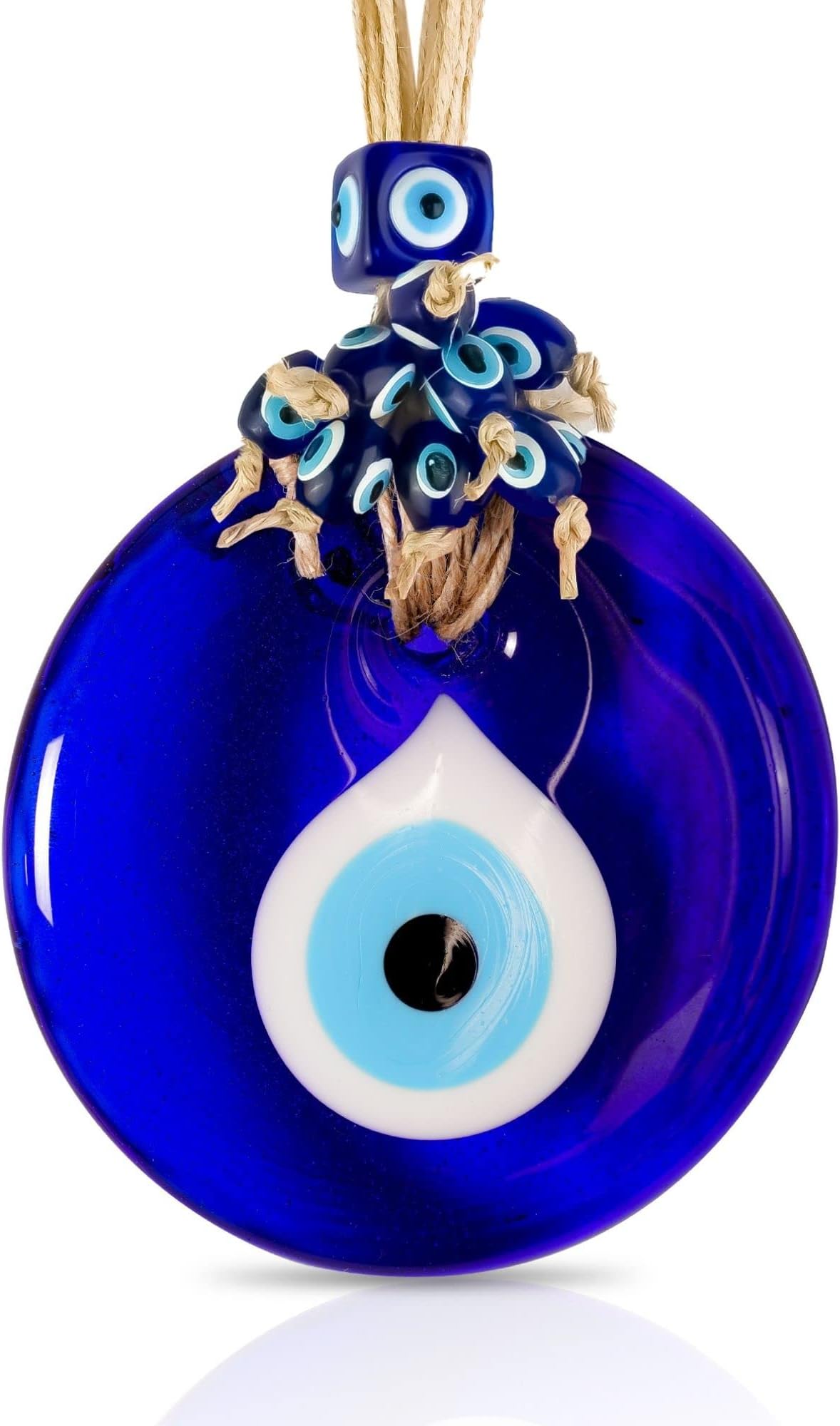 BCS Blue Evil Eye Decor Home Wall Hanging 4" Glass Handmade Turkish Nazar Amulet Good Luck and Protection Charm