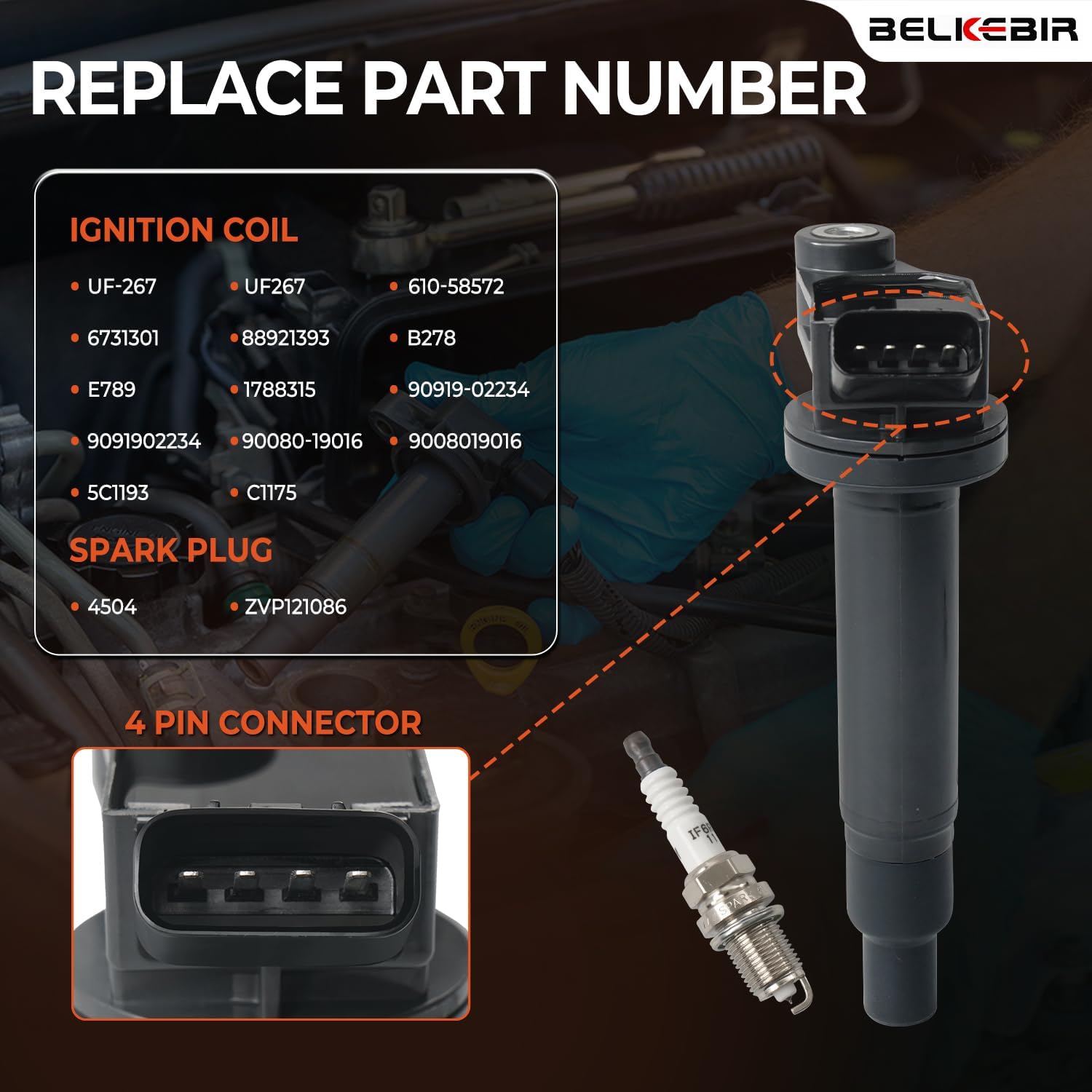 Set of 6 Ignition Coil Pack & Iridium Spark Plugs Compatible with V6 3.0L 3.3L 2000-2008 Toyota Avalon Camry Highlander Sienna Solara, 1999-2008 Lexus RX300 RX330 ES300 ES330 RX400h Replace UF267